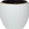 Doniczka ceramiczna Konti 8 (biały/złoty)