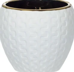 Doniczka ceramiczna Konti 8 (biały/złoty)