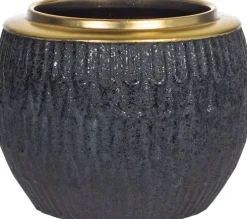 Doniczka ceramiczna Konti 11 (czarny/złoty)