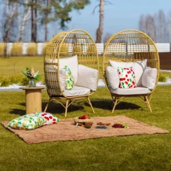 Fotel z eko rattan z poduszką