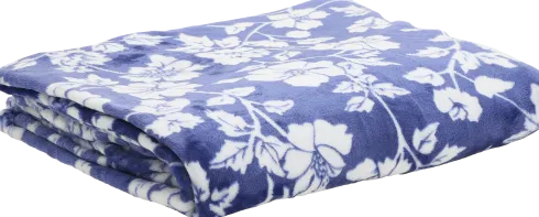 Koc flanelowy Blue Flowers 36 (granatowy/biały)
