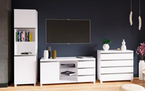 Komoda 4 szufladowa Aga (biały połysk)