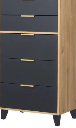 Komoda 60 z 5 szufladami Floryda (grafit/dąb Soma ciemny)