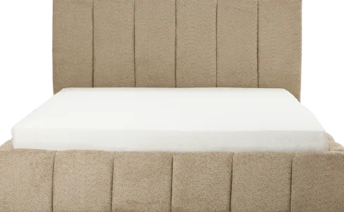 Łóżko tapicerowane Bianko 160 (boucle cappuccino) ze stelażem i pojemnikiem