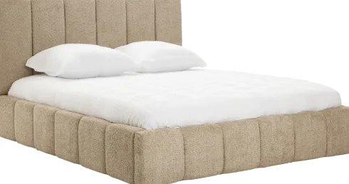 Łóżko tapicerowane Bianko 160 (boucle cappuccino) ze stelażem i pojemnikiem