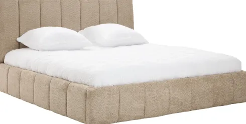 Łóżko tapicerowane Bianko 180 (boucle cappuccino) ze stelażem i pojemnikiem