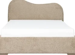 Łóżko tapicerowane 140 Cloudi (boucle cappuccino) ze stelażem i pojemnikiem