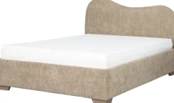 Łóżko tapicerowane 140 Cloudi (boucle cappuccino) ze stelażem i pojemnikiem