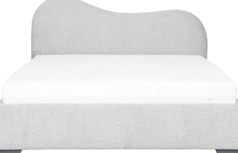 Łóżko tapicerowane 160 Cloudi (boucle szary) ze stelażem i pojemnikiem