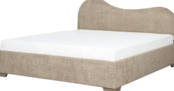 Łóżko tapicerowane 180 Cloudi (boucle cappuccino) ze stelażem i pojemnikiem