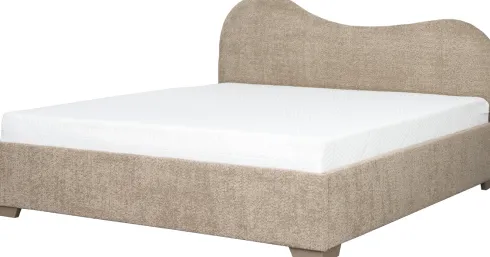 Łóżko tapicerowane 180 Cloudi (boucle cappuccino) ze stelażem i pojemnikiem