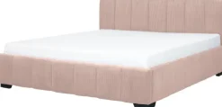 Łóżko tapicerowane 180 Mindy (sztruks róż) ze stelażem i pojemnikiem