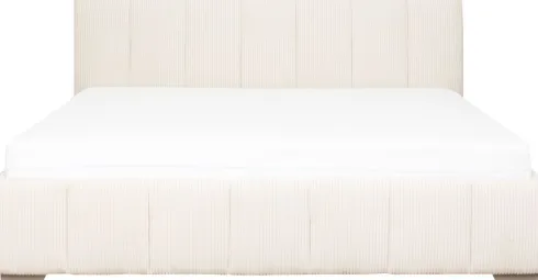 Łóżko tapicerowane 180 Mindy (sztruks beż) ze stelażem i pojemnikiem