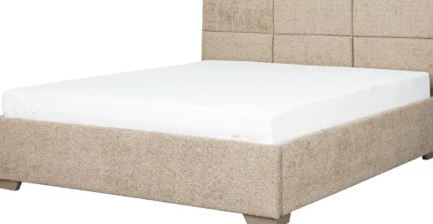Łóżko tapicerowane 160 Sawona (boucle cappuccino) ze stelażem i pojemnikiem