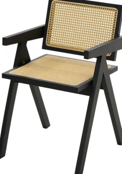 Krzesło drewniane Nerivo 41 (rattan/czarny)
