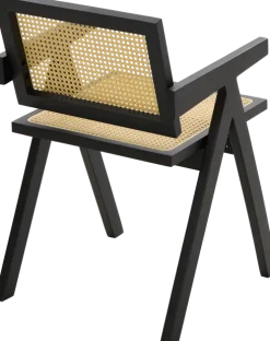 Krzesło drewniane Nerivo 41 (rattan/czarny)