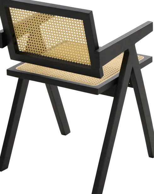 Krzesło drewniane Nerivo 41 (rattan/czarny)