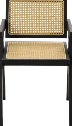 Krzesło drewniane Nerivo 41 (rattan/czarny)