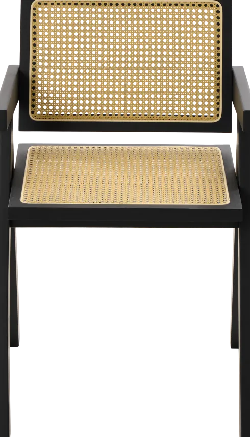 Krzesło drewniane Nerivo 41 (rattan/czarny)