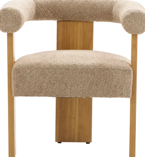 Krzesło drewniane Velu 43 (boucle cappuccino/jasne drewno)