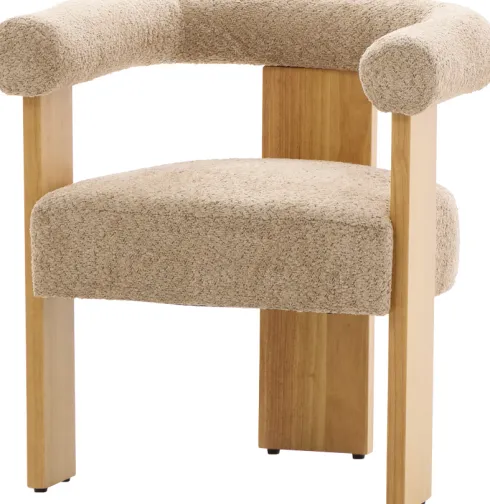 Krzesło drewniane Velu 43 (boucle cappuccino/jasne drewno)