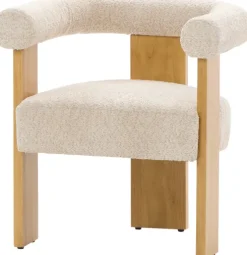 Krzesło drewniane Velu 43 (boucle beż/jasne drewno)
