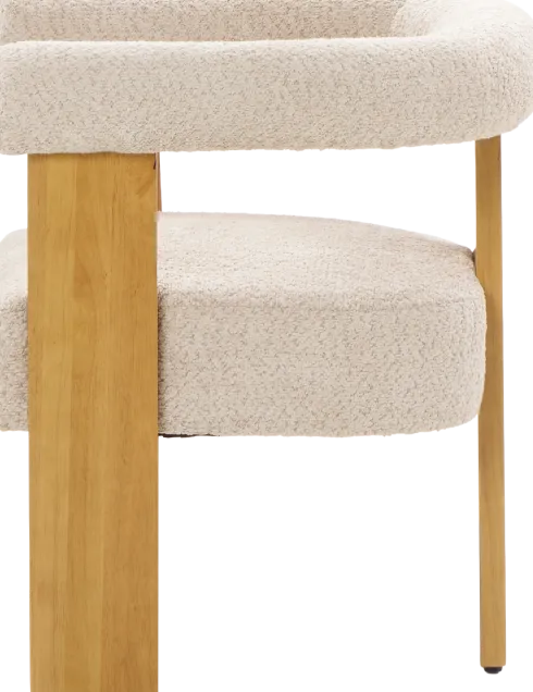 Krzesło drewniane Velu 43 (boucle beż/jasne drewno)