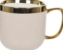 Kubek ceramiczny Cindy 83 (beżowy ze złotym paskiem)