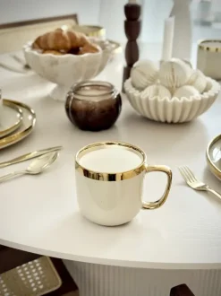 Kubek ceramiczny Cindy 83 (beżowy ze złotym paskiem)