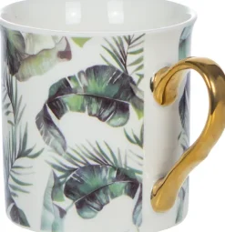 Kubek ceramiczny Cindy (biały - liście)