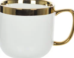 Kubek ceramiczny Cindy 83 (biały ze złotym paskiem)