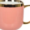 Kubek ceramiczny Cindy 83 (różowy ze złotym paskiem)