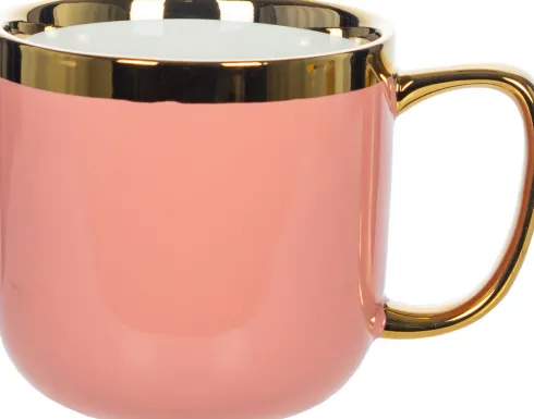 Kubek ceramiczny Cindy 83 (różowy ze złotym paskiem)