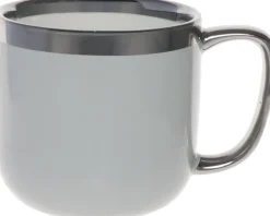 Kubek ceramiczny Cindy 83 (szary ze srebrnym paskiem)