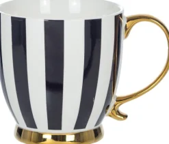 Kubek ceramiczny Rayas biały w czarne pasy