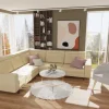 Salon - narożnik Nairobi (plusz beż) i fotel Malavi (plusz szary)