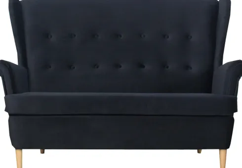 Sofa 2-osobowa Werina (plusz czarny)