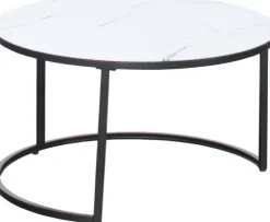 Stolik kawowy 80 cm Marbi 9 (biały-marmur)