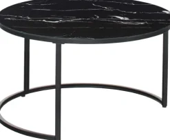 Stolik kawowy 80cm Marbi 9 (czarny-marmur)
