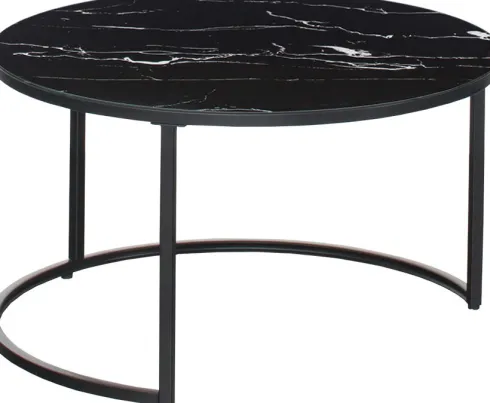 Stolik kawowy 80cm Marbi 9 (czarny-marmur)