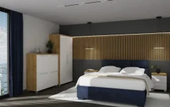 Stolik nocny Panama (biały połysk/dąb Soma ciemny)