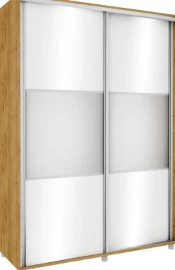 Szafa przesuwna lustra 150cm (biały połysk/lustro/dąb Soma ciemny)