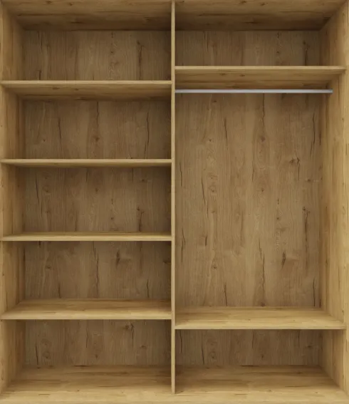 Szafa przesuwna lustra 180cm (biały połysk/lustro/dąb Soma ciemny)
