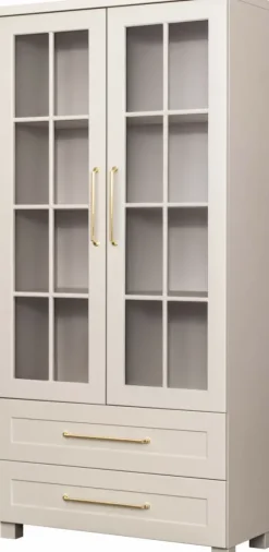 Szafa z witrynami i szufladami Hawana (kaszmir lakier mat/kaszmir)