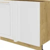 Szafka narożna dolna - prosta prawa wym.110cm Laurencja (biały lakier mat/dąb Soma ciemny)