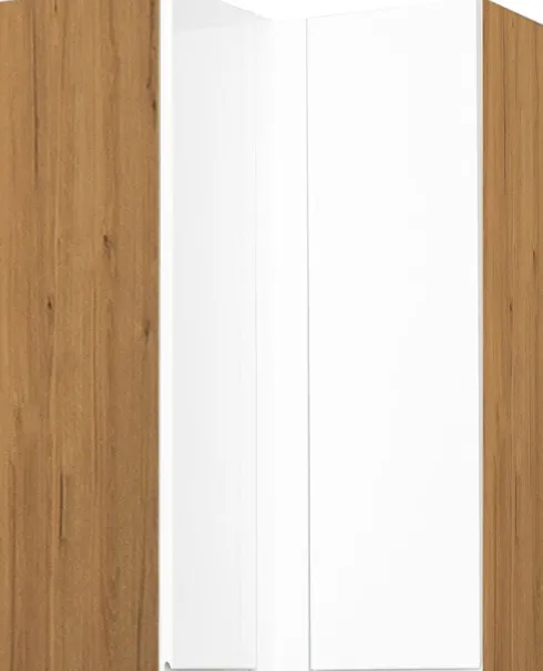 Szafka narożna górna (litera L) Kampara (Biały lakier/dąb Soma ciemny) 100cm