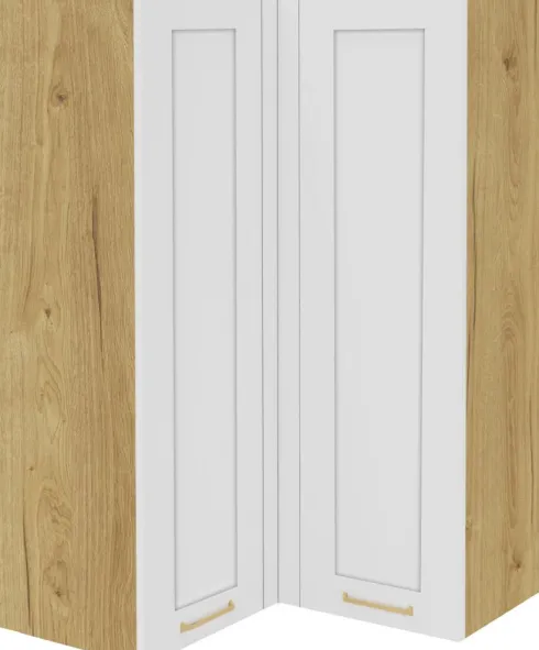 Szafka narożna górna (litera L) Laurencja (biały lakier mat/dąb Soma ciemny) 100cm