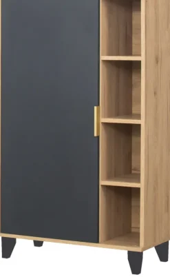 Szafka stojąca z drzwiczkami i półkami Floryda (grafit/dąb Soma ciemny