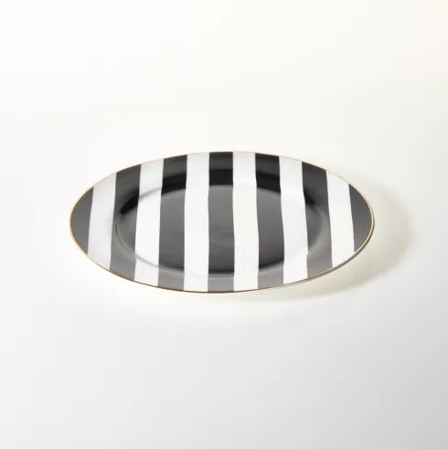 Talerz ceramiczny Rayas biały w czarne pasy