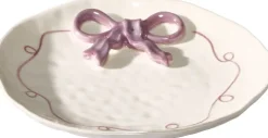Talerz deserowy Bella 168 (biały z perłowym połyskiem/jasnofioletowy)